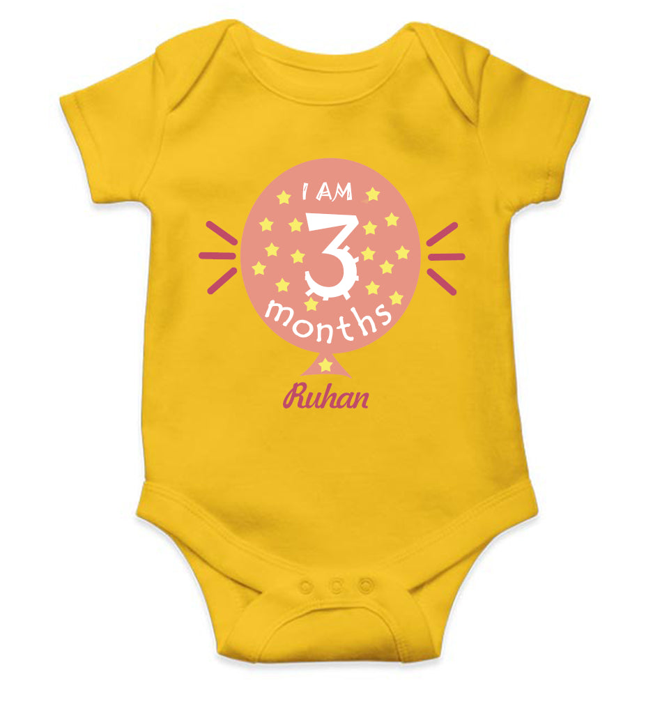 Custom Name I Am Three Month Rompers for Baby Boy- FunkyTeesClub