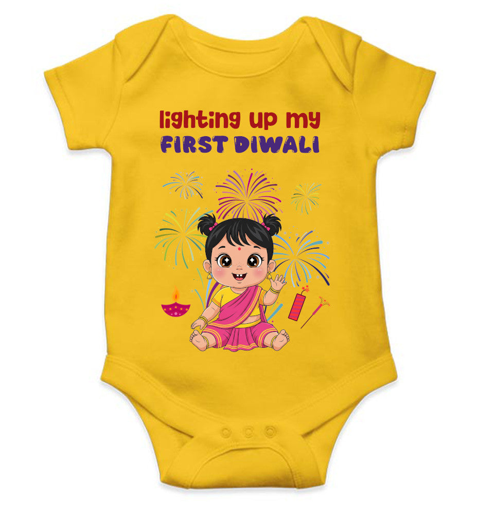 Lighting Up My First Diwali Rompers for Baby Girl- FunkyTeesClub