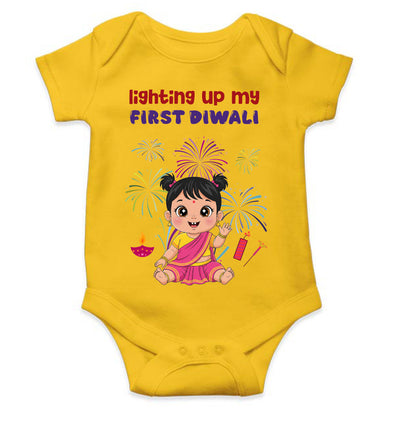 Lighting Up My First Diwali Rompers for Baby Girl- FunkyTeesClub