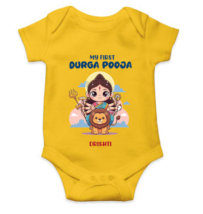 Custom Name My First Durga Pooja Navratri Rompers for Baby Girl- FunkyTeesClub
