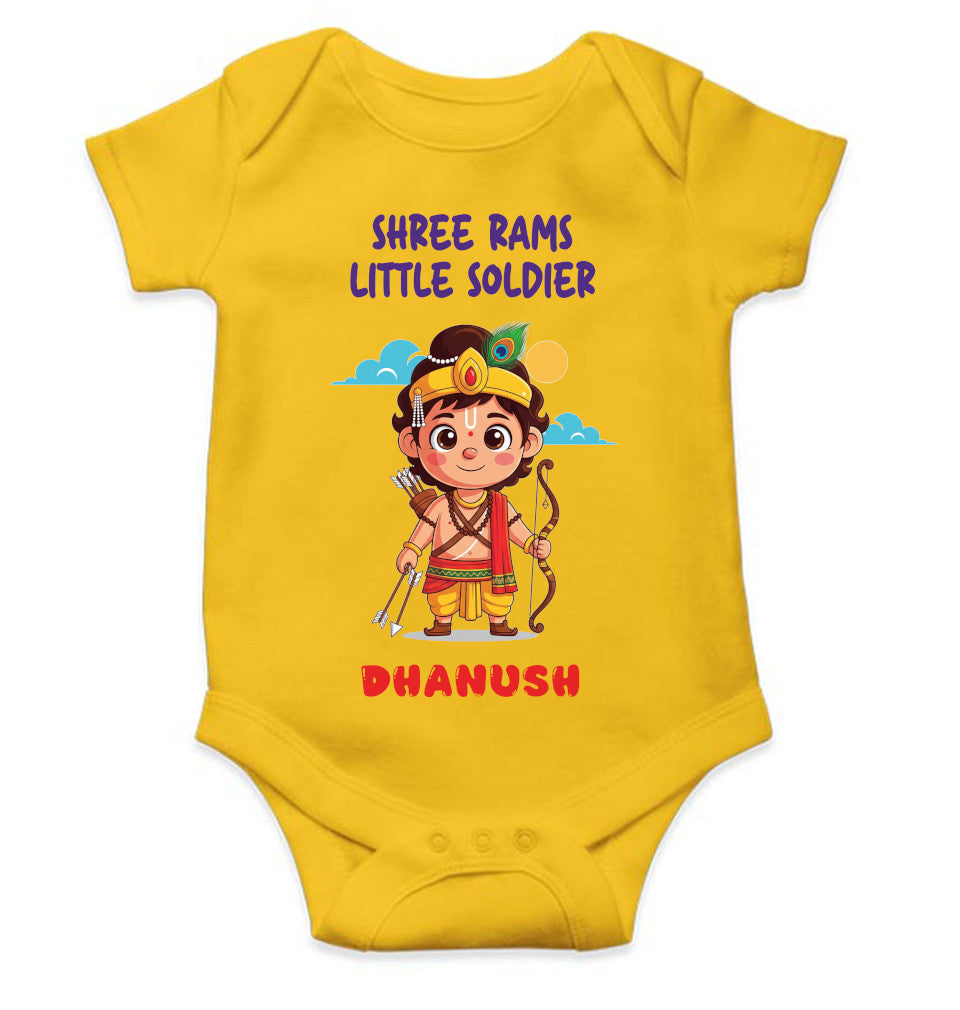 Custom Name Shree Rams Little Soldier Navratri Rompers for Baby Boy- FunkyTeesClub