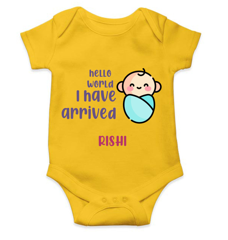 Custom Name Hello World I Have Arrived New Born Rompers for Baby Boy- FunkyTeesClub