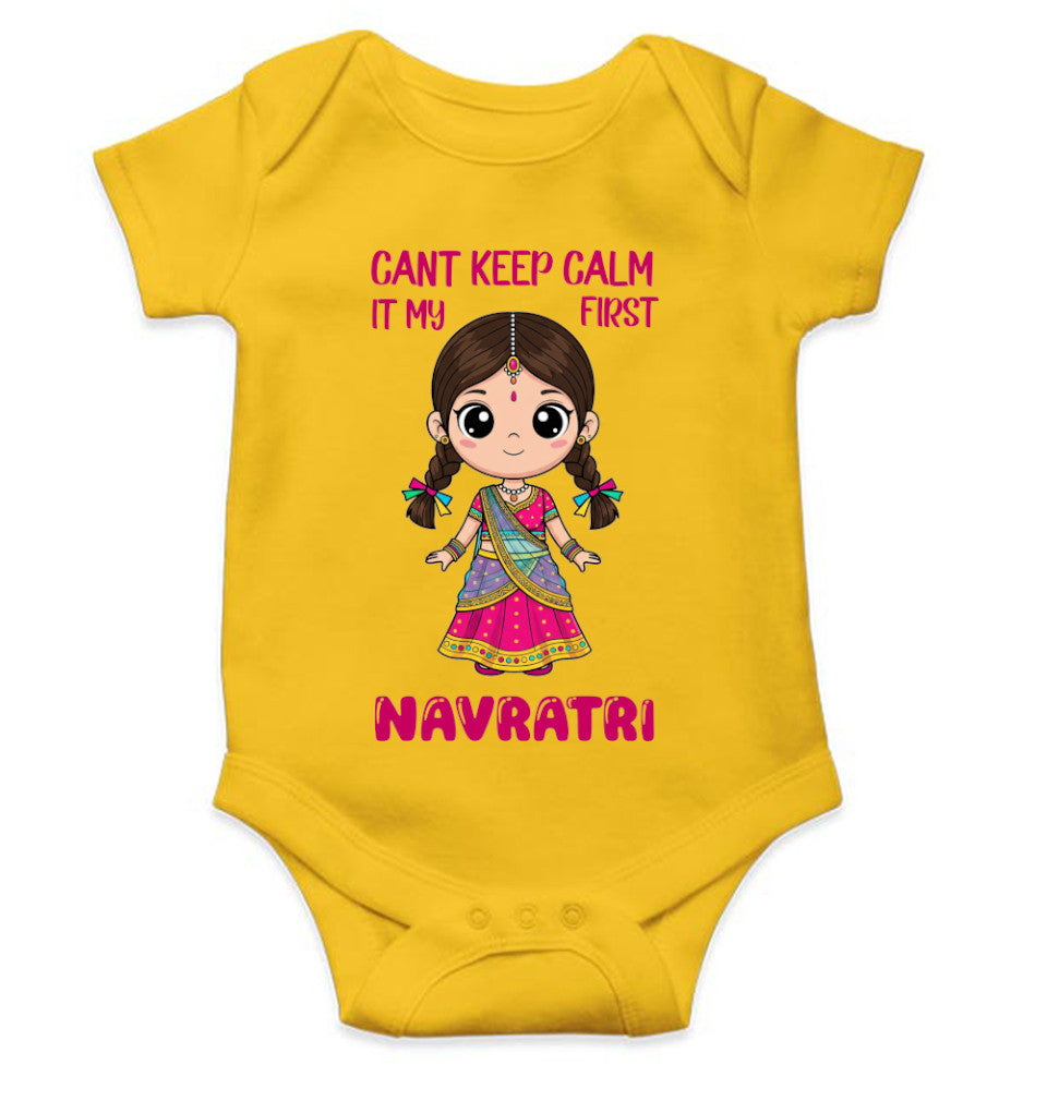 Can't Keep Calm It's My First Navratri Rompers for Baby Girl- FunkyTeesClub