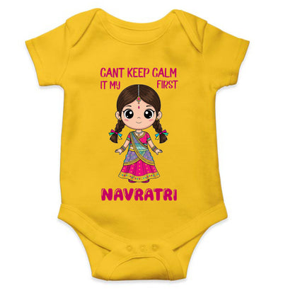 Can't Keep Calm It's My First Navratri Rompers for Baby Girl- FunkyTeesClub