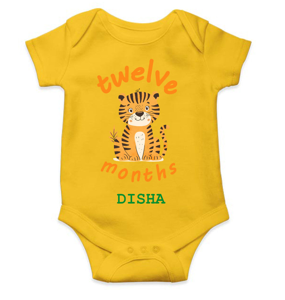 Custom Name Twelve Month Rompers for Baby Girl- FunkyTeesClub