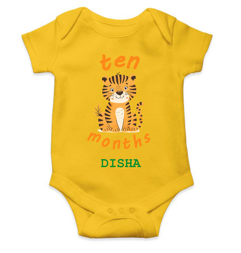 Custom Name Ten Month Rompers for Baby Girl- FunkyTeesClub