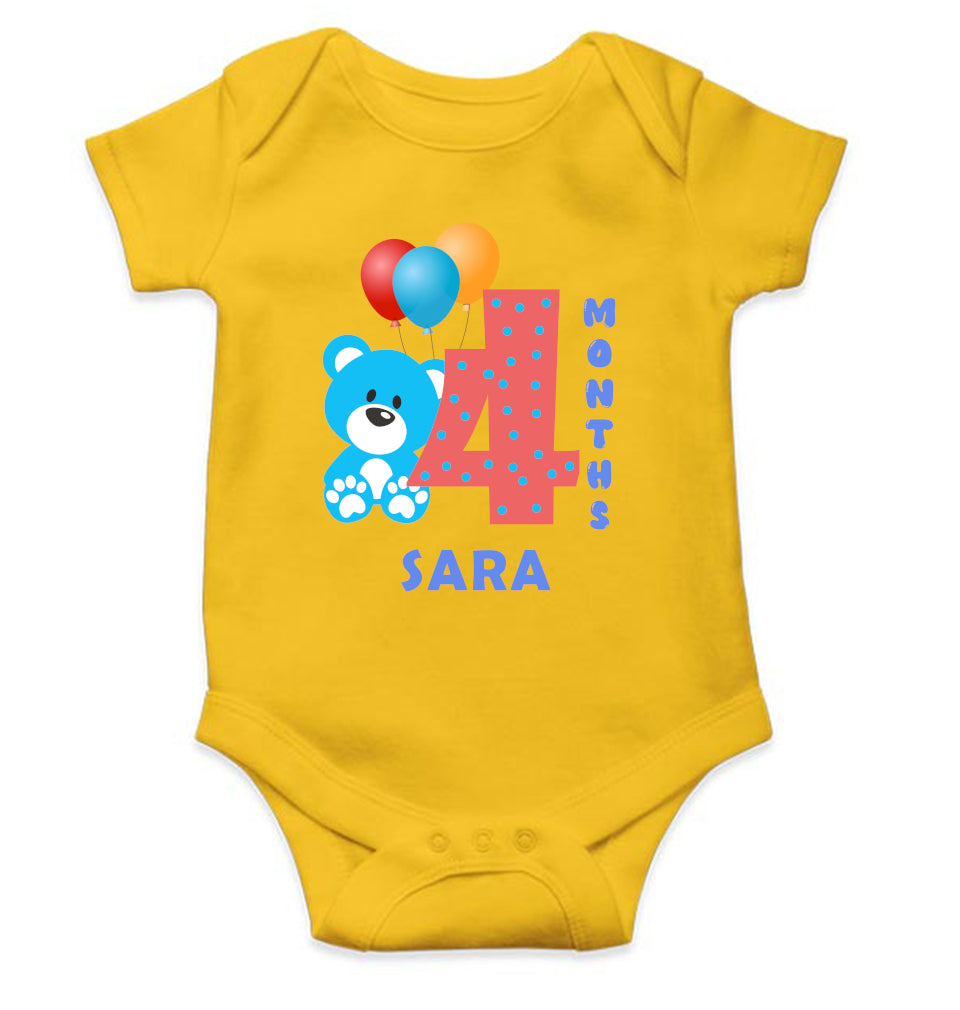 Custom Name Fourth Month Rompers for Baby Girl- FunkyTeesClub