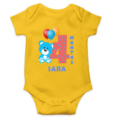 Custom Name Fourth Month Rompers for Baby Girl- FunkyTeesClub