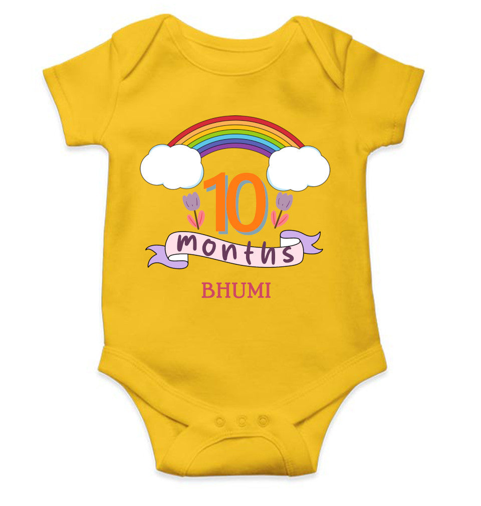 Custom Name Tenth Month Rompers for Baby Girl- FunkyTeesClub