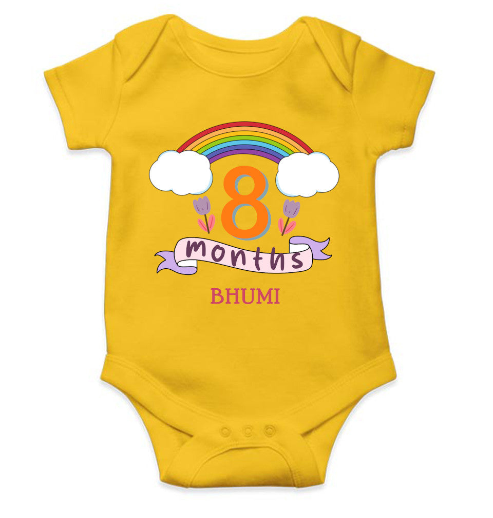 Custom Name Eighth Month Rompers for Baby Girl- FunkyTeesClub