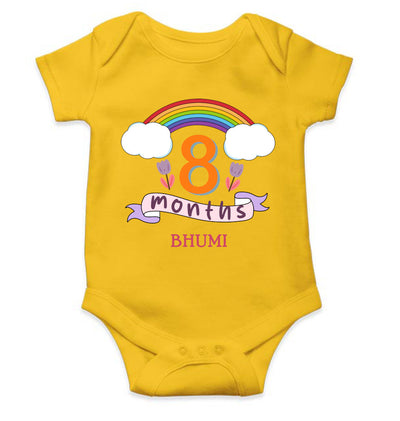 Custom Name Eight Month Rompers for Baby Girl- FunkyTeesClub