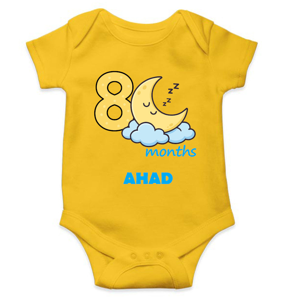 Custom Name Eighth Month Rompers for Baby Boy- FunkyTeesClub