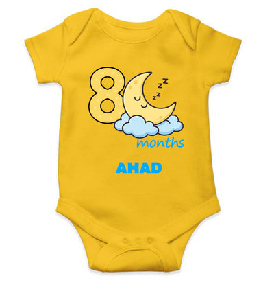Custom Name Eighth Month Rompers for Baby Boy- FunkyTeesClub