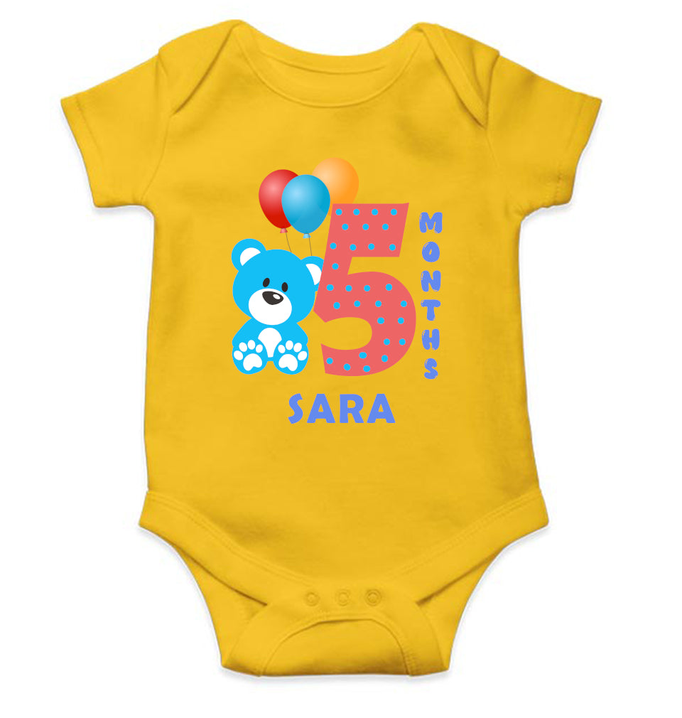 Custom Name Fifth Month Rompers for Baby Girl- FunkyTeesClub