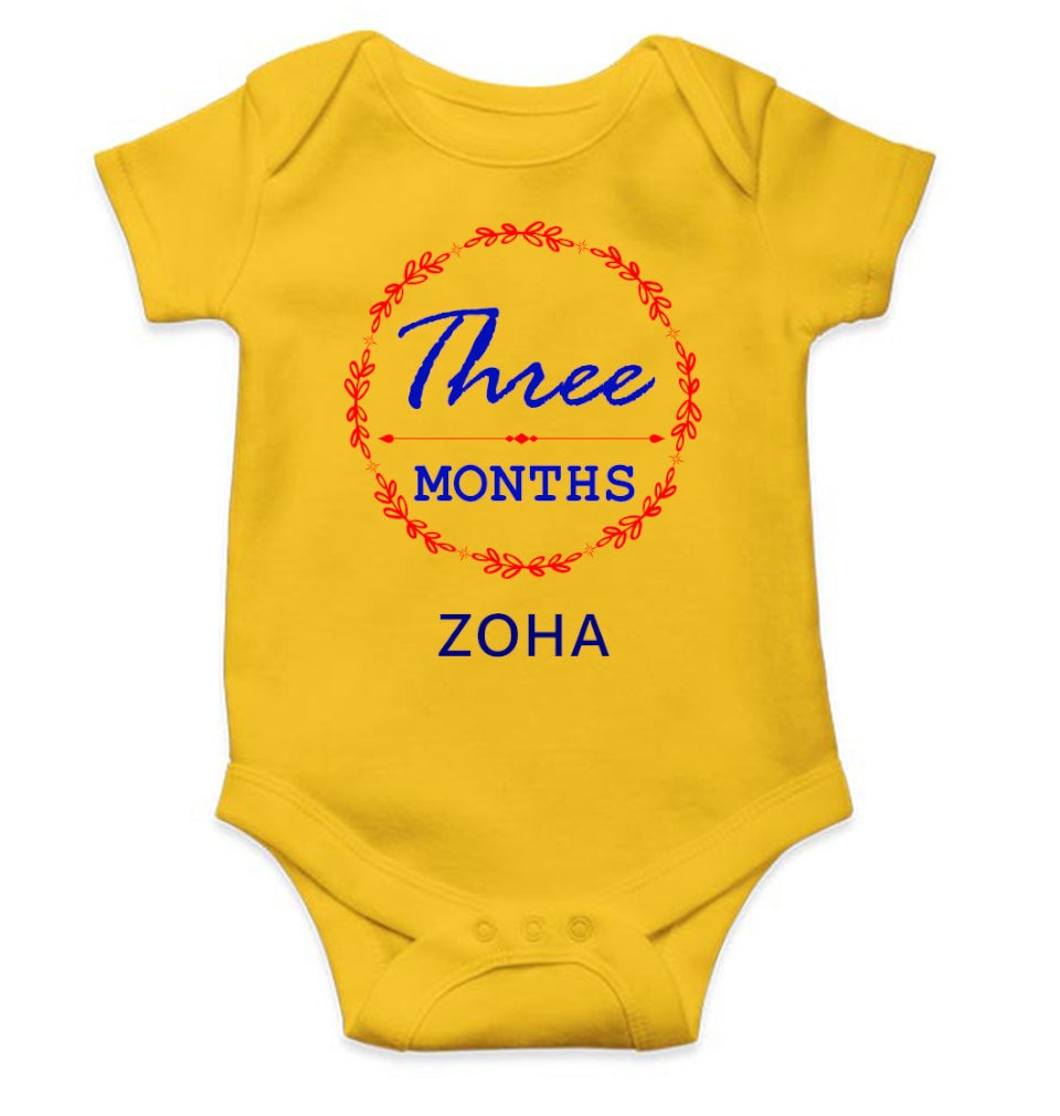 Custom Name Three Months Rompers for Baby Girl- FunkyTeesClub
