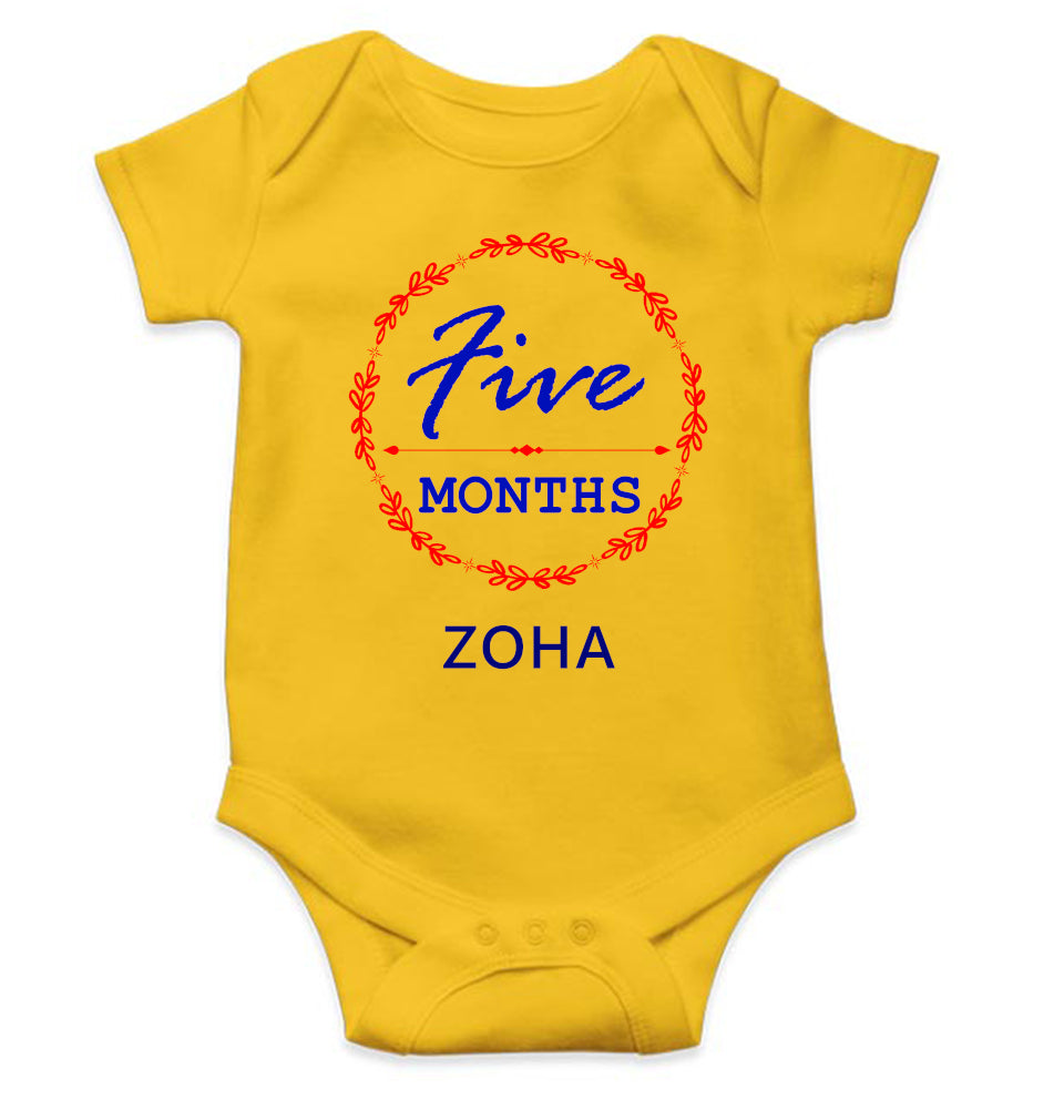Custom Name Five Months Rompers for Baby Girl- FunkyTeesClub