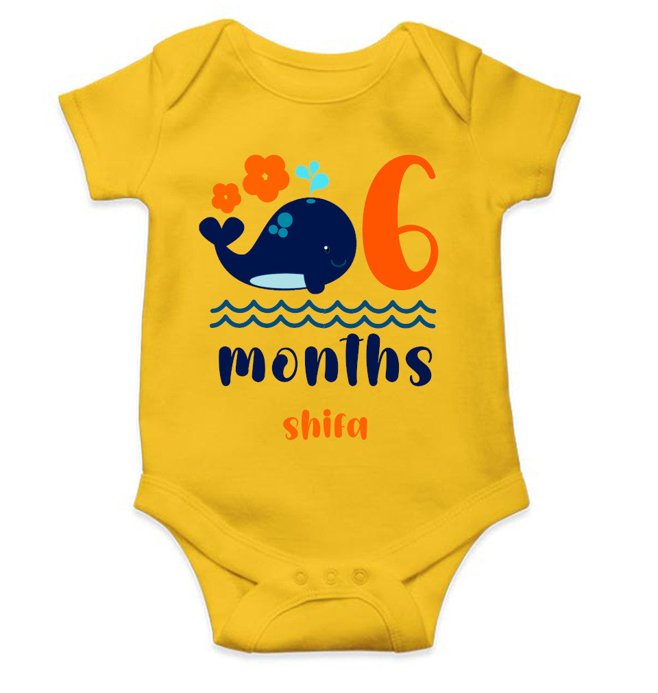 Custom Name Sixth Month Rompers for Baby Girl- FunkyTeesClub