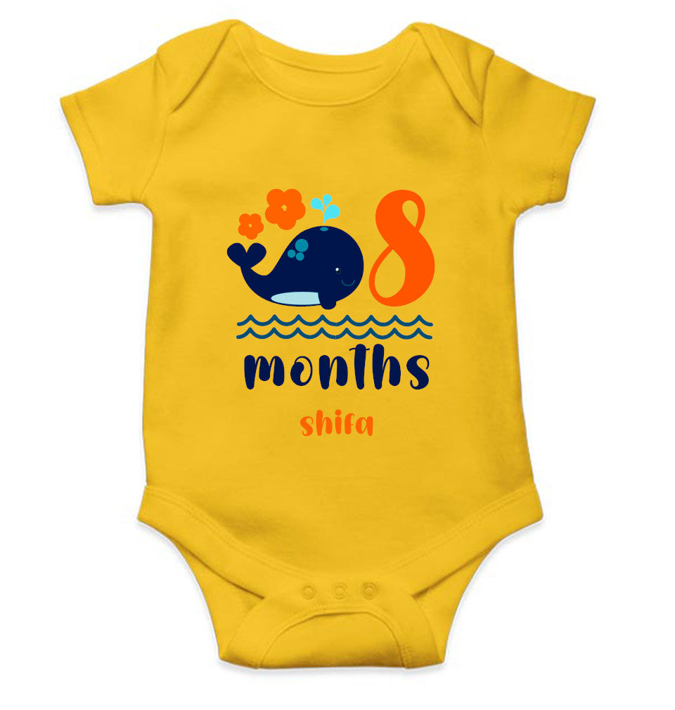 Custom Name Eighth Month Rompers for Baby Girl- FunkyTeesClub