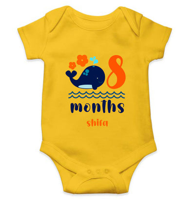 Custom Name Eight Month Rompers for Baby Girl- FunkyTeesClub