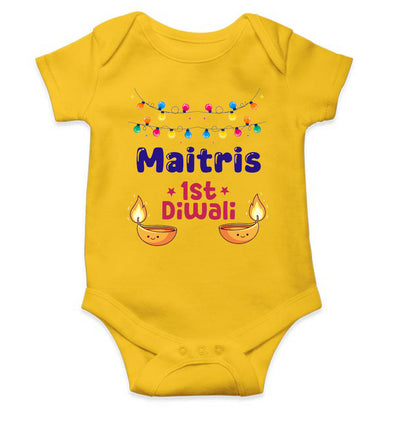 Custom Name First Diwali Diwali Rompers for Baby Girl- FunkyTeesClub