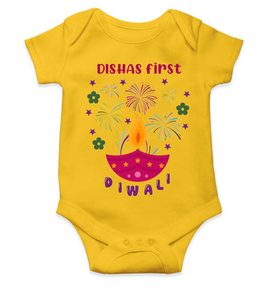 Custom Name First Diwali Celebration Diwali Rompers for Baby Girl- FunkyTeesClub