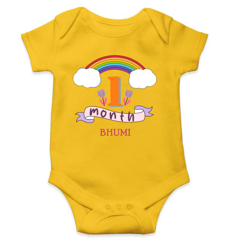 Custom Name First Month Rompers for Baby Girl- FunkyTeesClub