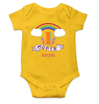 Custom Name First Month Rompers for Baby Girl- FunkyTeesClub