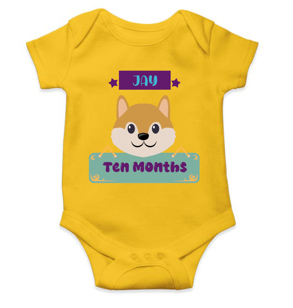 Custom Name Ten Months Rompers for Baby Boy- FunkyTeesClub