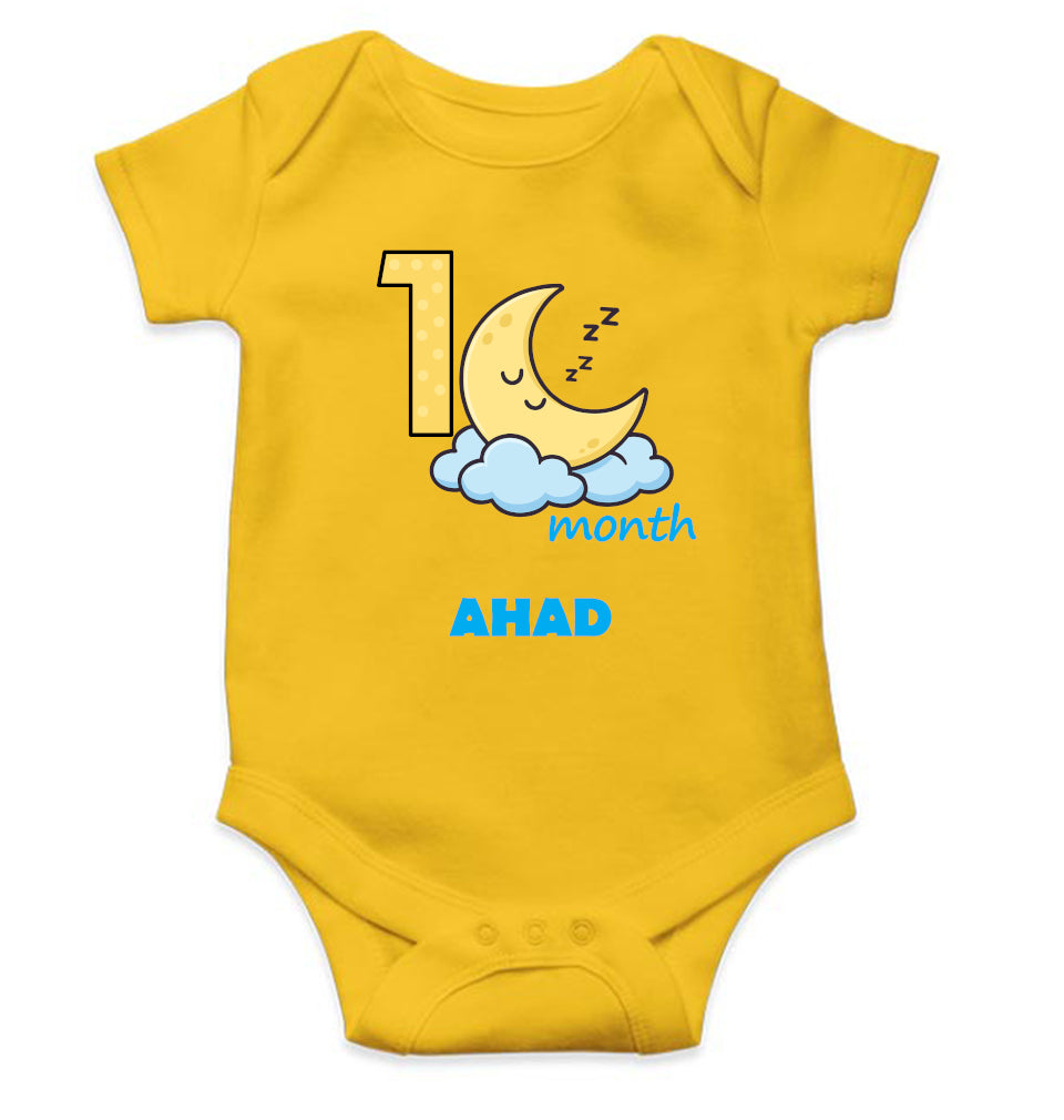 Custom Name First Month Rompers for Baby Boy- FunkyTeesClub