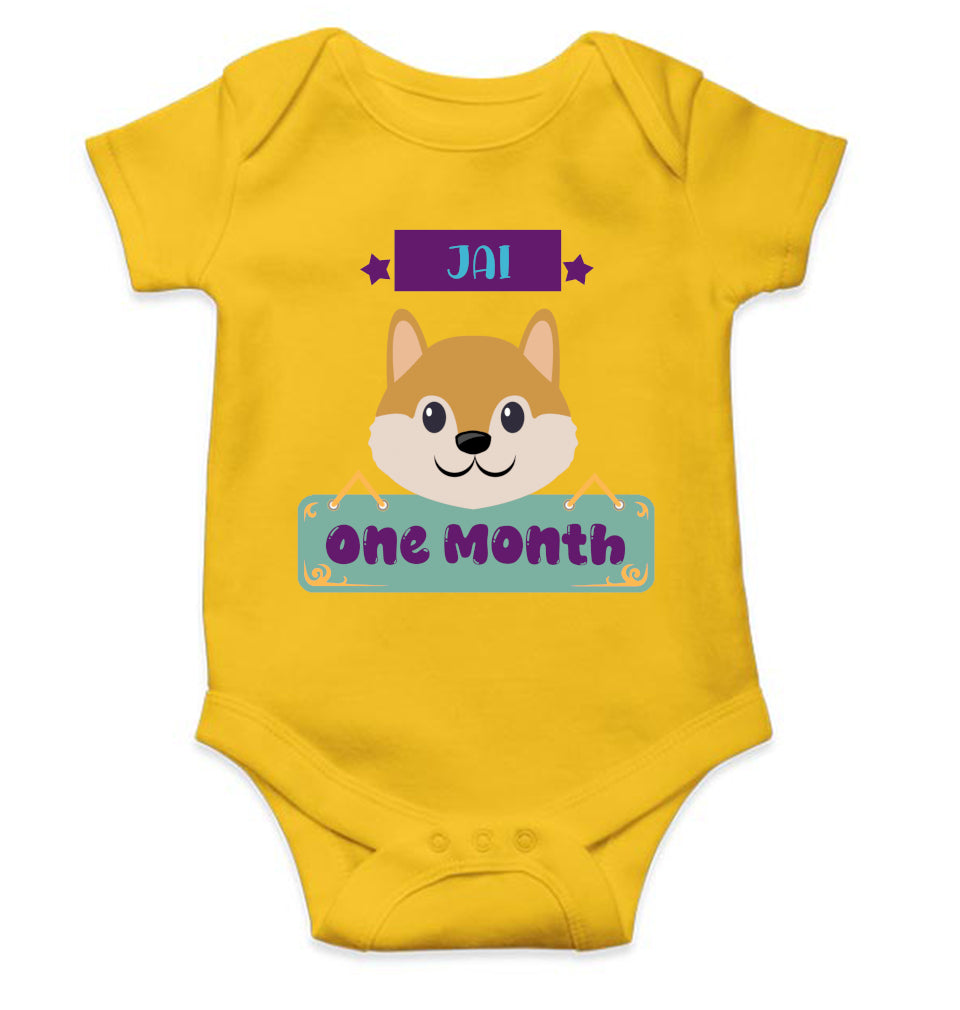 Custom Name One Month Rompers for Baby Boy- FunkyTeesClub