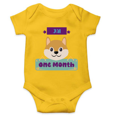 Custom Name One Month Rompers for Baby Boy- FunkyTeesClub
