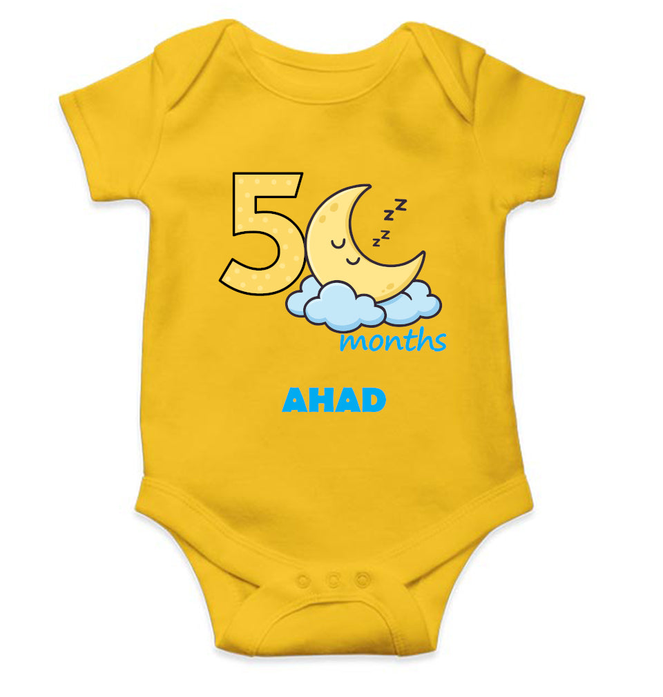 Custom Name Fifth Month Rompers for Baby Boy- FunkyTeesClub