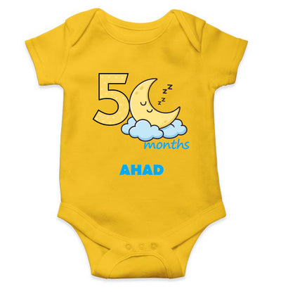 Custom Name Fifth Month Rompers for Baby Boy- FunkyTeesClub