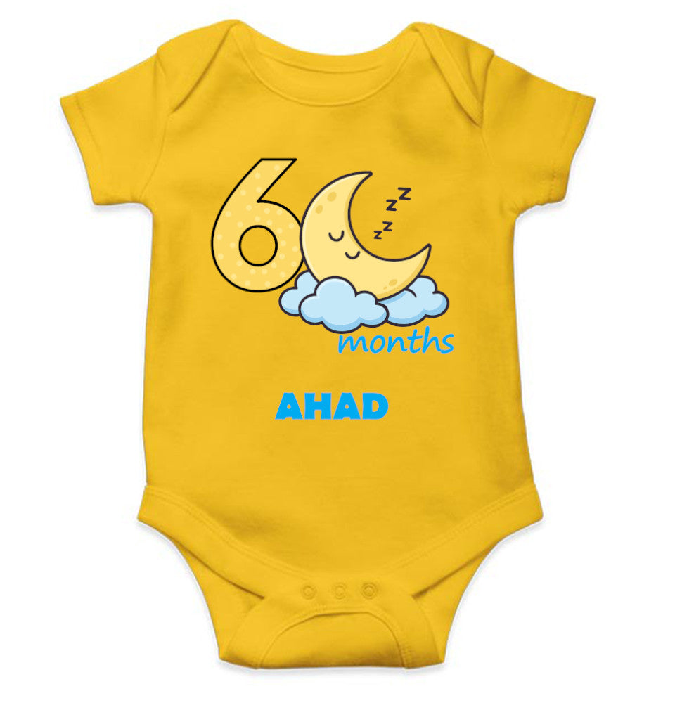 Custom Name Sixth Month Rompers for Baby Boy- FunkyTeesClub