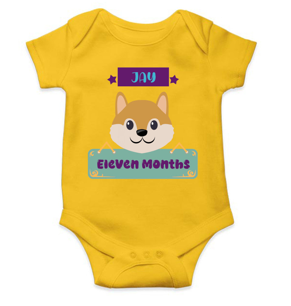 Custom Name Eleven Months Rompers for Baby Boy- FunkyTeesClub