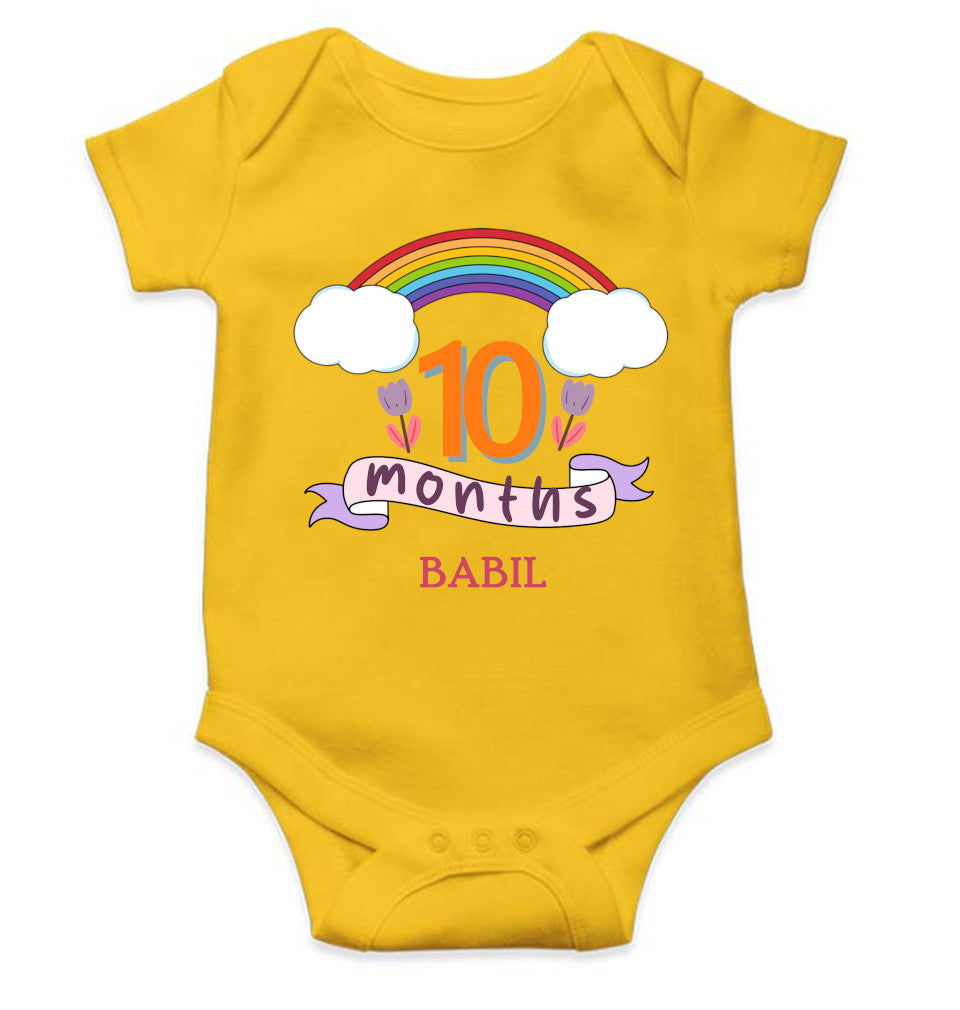 Custom Name Tenth Month Rompers for Baby Boy- FunkyTeesClub