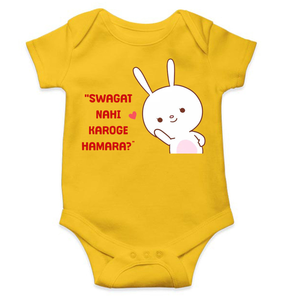 Swagat Nahi Karoge Hamara New Born Rompers for Baby Girl- FunkyTeesClub