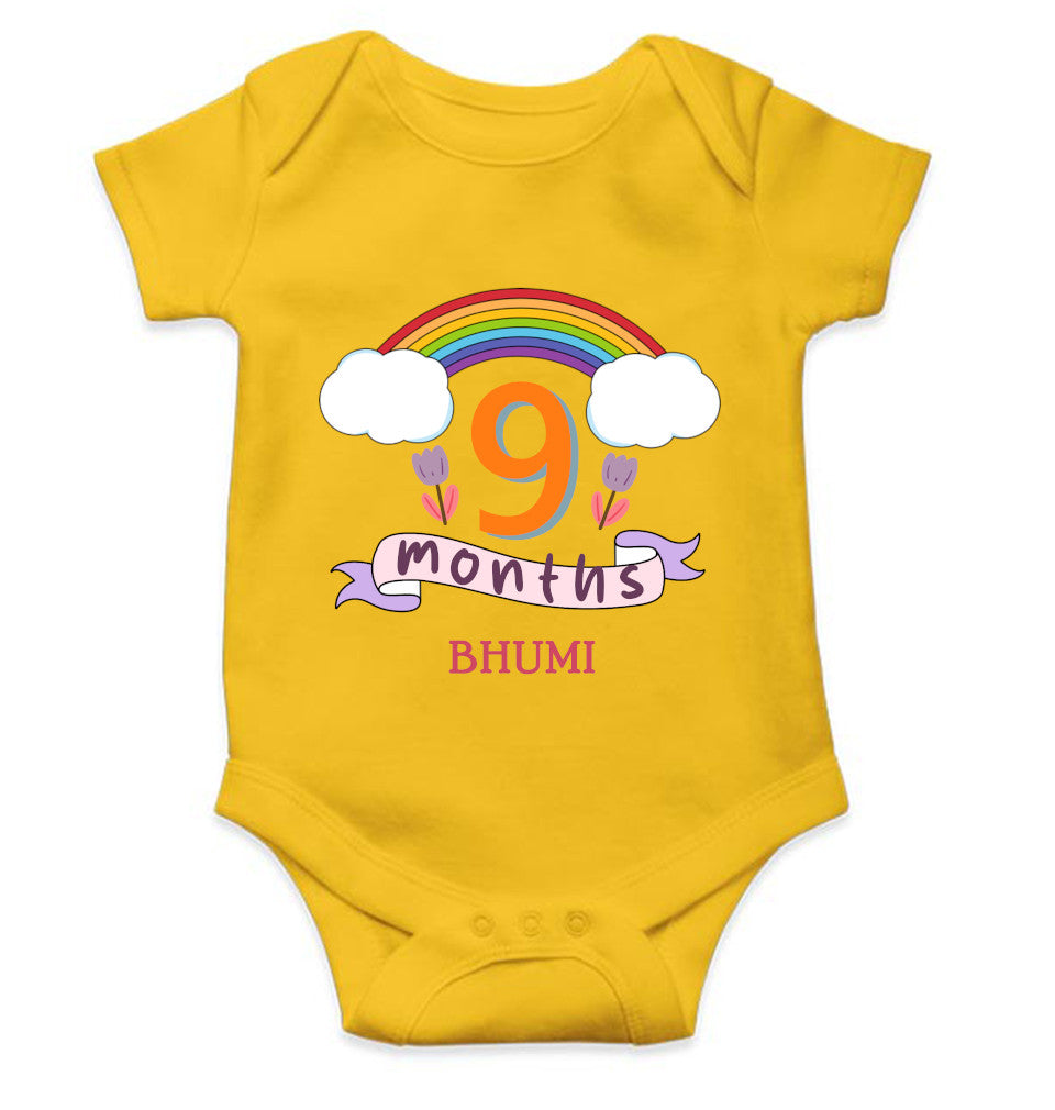 Custom Name Ninth Month Rompers for Baby Girl- FunkyTeesClub