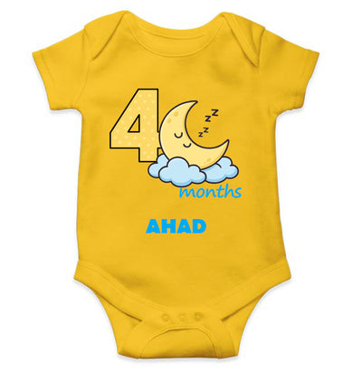 Custom Name Fourth Month Rompers for Baby Boy- FunkyTeesClub