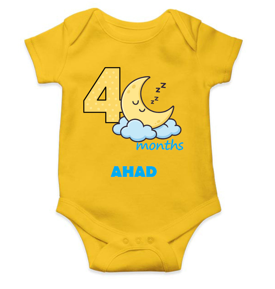 Custom Name Fourth Month Rompers for Baby Boy- FunkyTeesClub