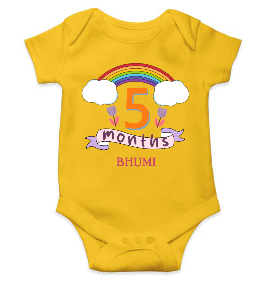 Custom Name Fifth Month Rompers for Baby Girl- FunkyTeesClub