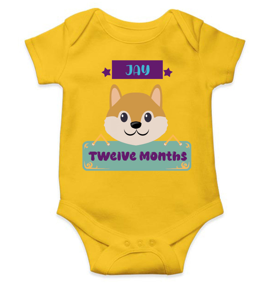 Custom Name Twelve Months Rompers for Baby Boy- FunkyTeesClub