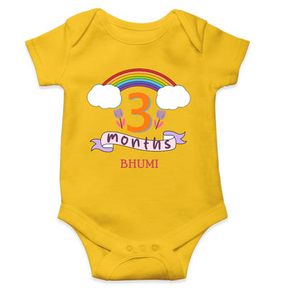 Custom Name Third Month Rompers for Baby Girl- FunkyTeesClub