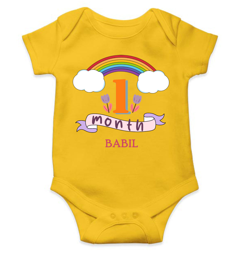 Custom Name First Month Rompers for Baby Boy- FunkyTeesClub