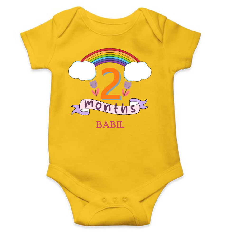 Custom Name Second Month Rompers for Baby Boy- FunkyTeesClub