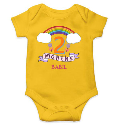 Custom Name Second Month Rompers for Baby Boy- FunkyTeesClub