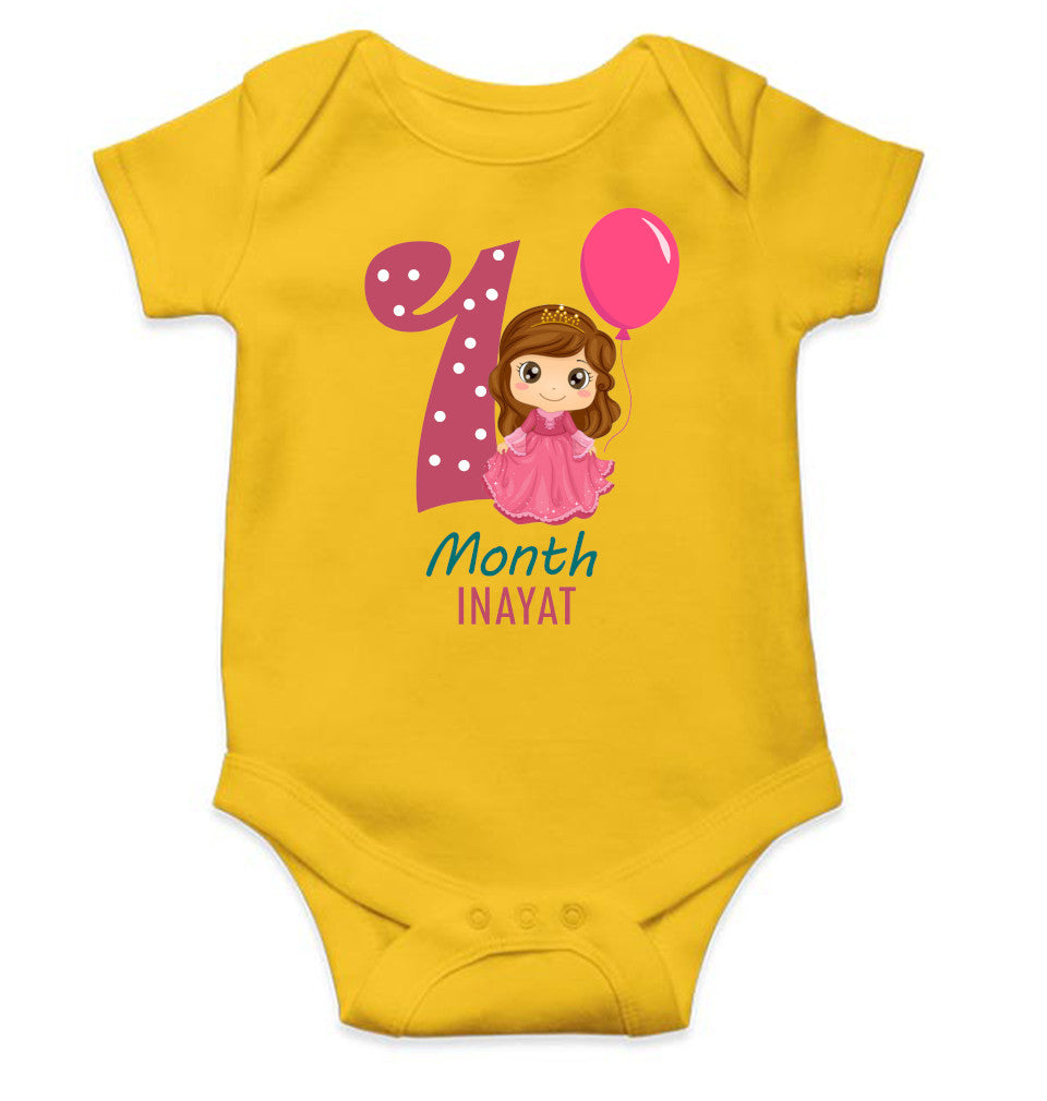 Custom Name First Month Rompers for Baby Girl- FunkyTeesClub