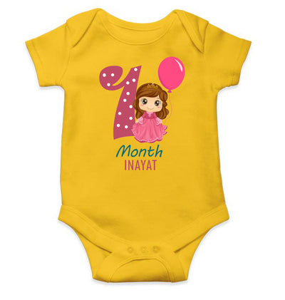 Custom Name First Month Rompers for Baby Girl- FunkyTeesClub