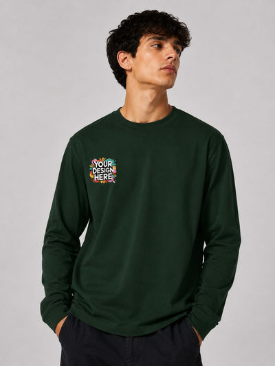 Custom men's full sleeves T-shirt with personalized print
