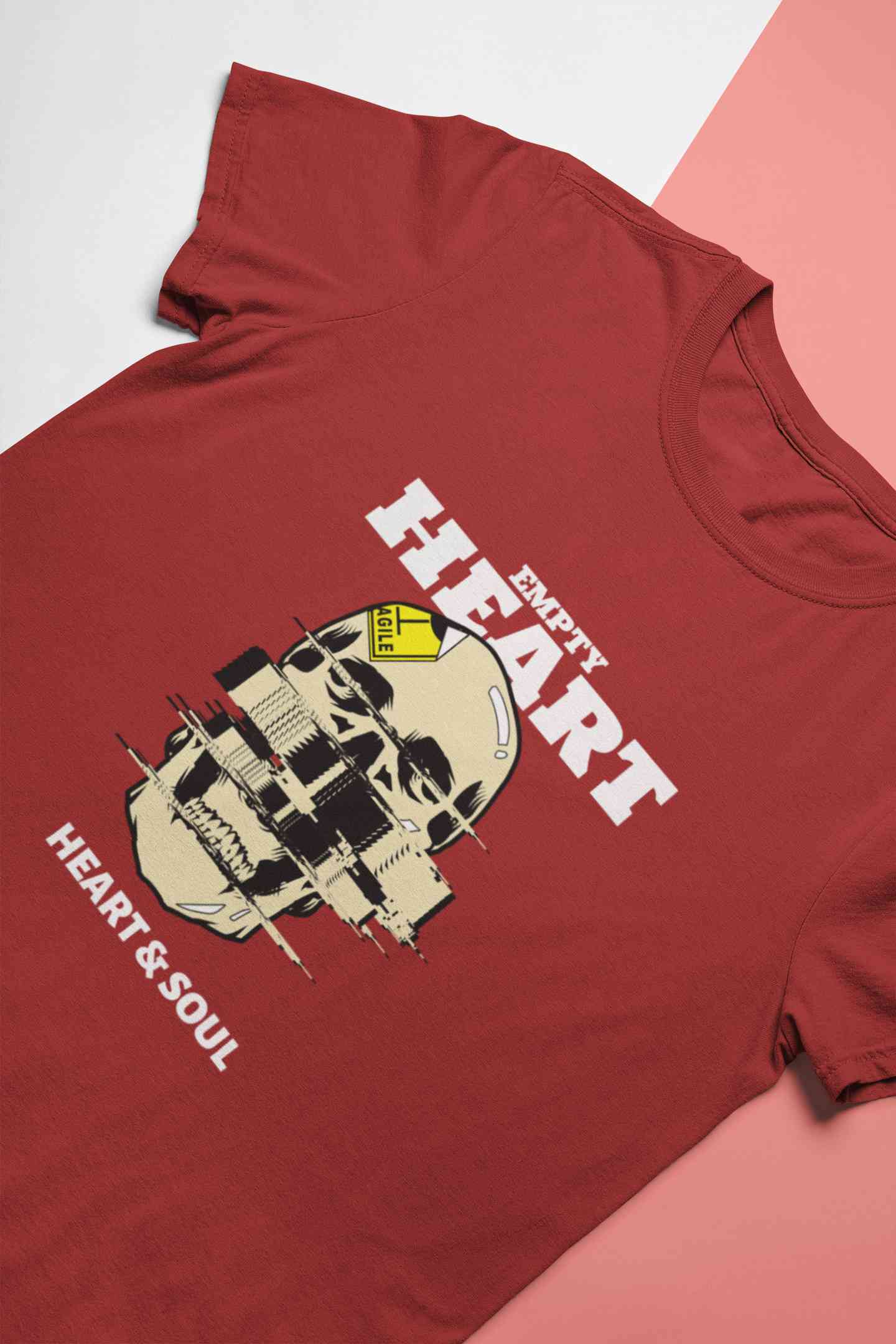 Skull Empty Heart And Soul Graphic Women Half Sleeves T-shirt- FunkyTeesClub